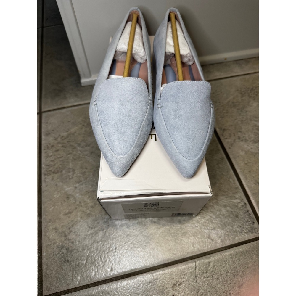 Taryn Rose Faye Silky Suede Loafers Moonstone Pointed Toe Flats Size 5.5M